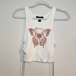 Forever 21 White Crop Tank Top